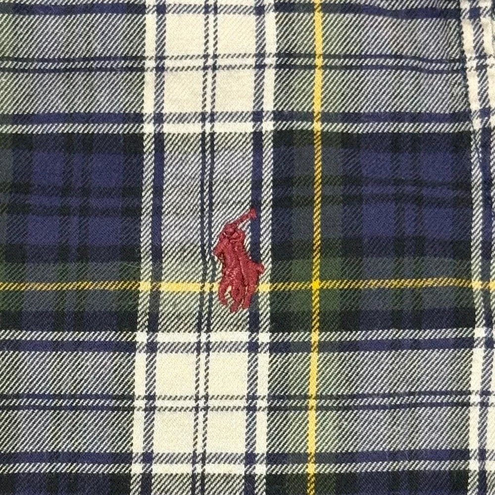 Ralph Lauren Boys Size 5‎ Plaid Button Down Shirt Long Sleeve Cotton Red Pony
